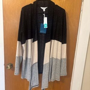 Colorblock Open Front Cardigan
